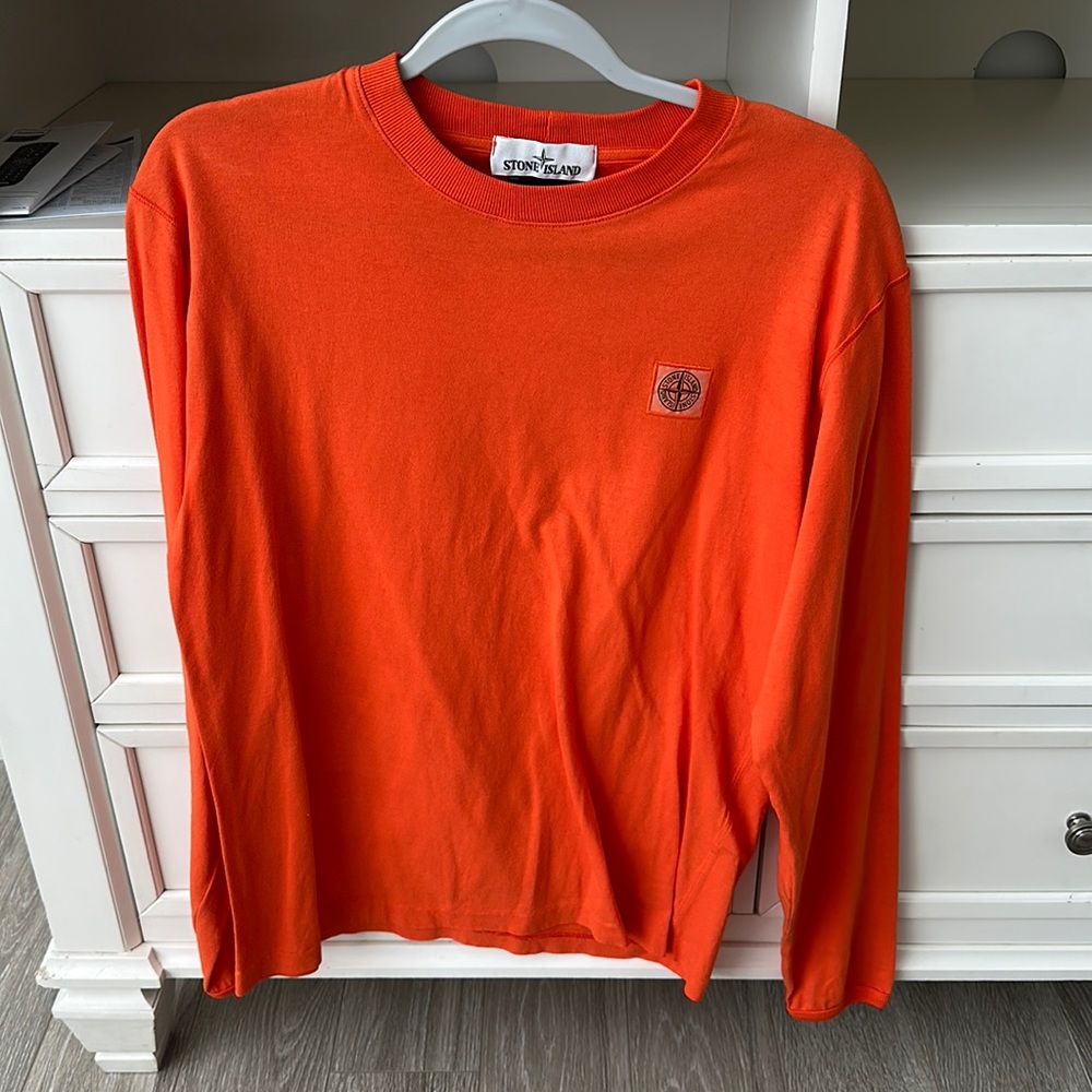 Men’s orange long sleeve stone island shirt